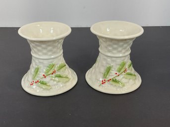 Belleek Porcelain Candle Holders