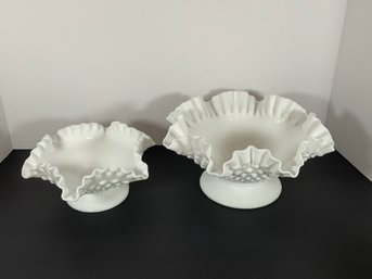 Fenton Milk Glass Hobnail Bowls