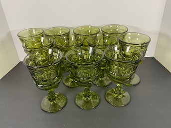(11) Fostoria 'Argus' Green Glasses