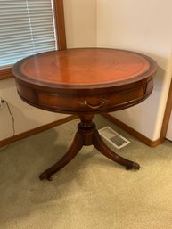 Imperial Round Mahogany Leather Top Table