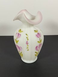 Fenton Art Glass Hand Painted Vase - Signed
