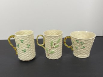 (3) Belleek Porcelain Cups ( Various Marks)
