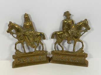 Pr Of Early 20th Century Brass Fireplace Ornaments - (DM)