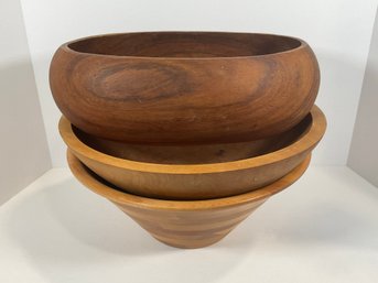 (3) Wood Bowls - (DM)