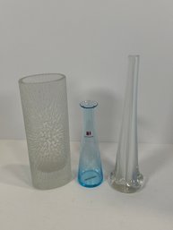 Trio Of Glass Vases - (DM)