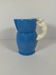 Circa 1930's Czech Porcelain Pitcher / Cat Handle