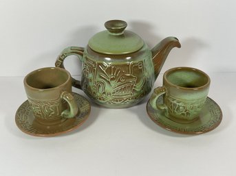 Mid Century Frankoma Tea Pot & Cups