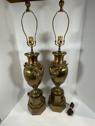 Vintage Chapman Ram Head/Urn Brass Lamps - (DM)