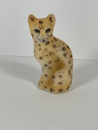 Fenton (Signed) Opal Satin Hand Painted Leopard
