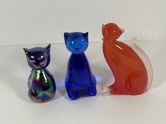Art Glass Cat Figures -
