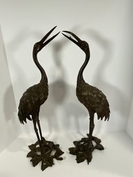 Pr Of Metal Storks - Yard Art - (DM)