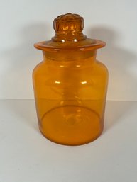 Mid Century Orange Glass Cookie Jar