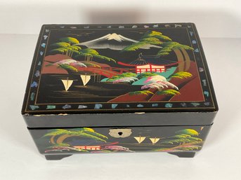 Japanese Black Lacquer Jewelry Box -