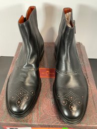 ETRO Black Leather Zip Ankle Boots - (DM)