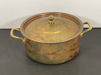 Vintage Hammered Copper Stock Pot ' Lecellier Villedieu'- (DM)