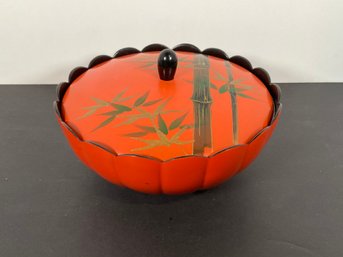 Japanese Hand Painted Lidded Bowl -