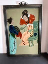 Japanese Geisha Painting On Glass