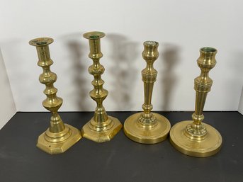(2) Sets Of Brass Candlesticks - (DM)