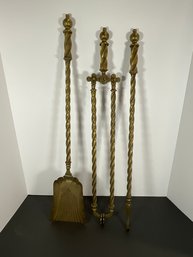Antique Brass Fireplace Tools - (DM)