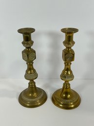 Early 20th C British Brass Candle Holders - (DM)