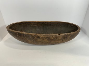 Primitive (19th C) Hand Carved Wood Dough Bowl - (DM)