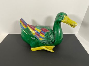 Chinese Hand Painted Export Ceramic Duck - Republic Period