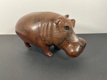 Solid Carved Wood HIppo - (Ebony?) - DM