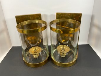 Vintage Brass Candle Wall Sconces - (DM)