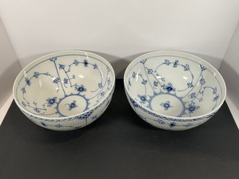 Pr Of Royal Copenhagen Blue Fluted Bowls - (DM)