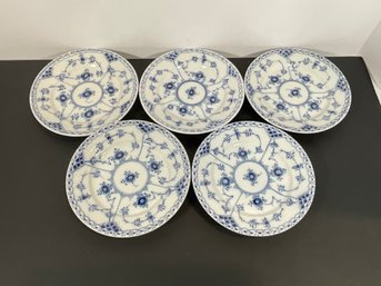 (5) Royal Copenhagen Blue Fluted Plates - 6 1/4' - (DM)