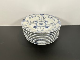 (8) Royal Copenhagen Blue Fluted Plates - 7 1/2' - (DM)