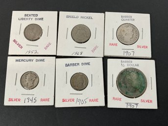 Misc Silver Coins - Barber, Mercury Etc.