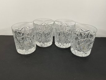(4) Cut Glass Rocks Glasses