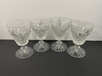 (4) Cut Glass Wine Glasses