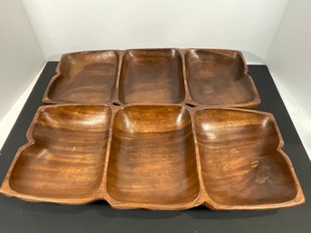 Two (Made In Phillipines) Wood Trays