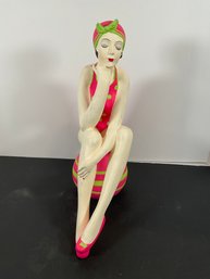 Art Deco 'Girl Sitting On Beach Ball' Figure - Philipines
