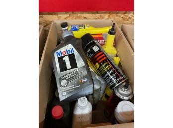 Box Of Car Oil, Sprays, Misc.