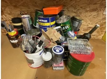 Lot Of Screws, Bolts, Nails Misc. In Cans