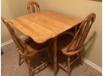 Small Pine Dropside Table W/ 3 Chairs