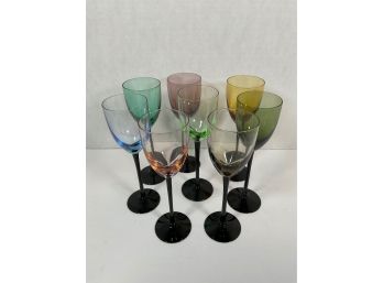 Multi Color Mid Century Wine Glasses (8)