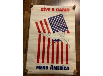 'Give A Damn- Mend America' 1969 Poster By Lynne