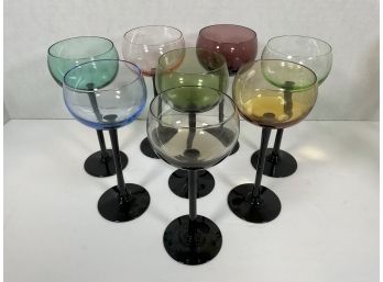 Multi Color Mid Century Cordial Glasses (8)