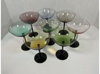 Multi Color Mid Century Martini Glasses (8)