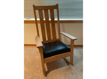 Oregon Chair Co. Wood & Leather Rocking Chair
