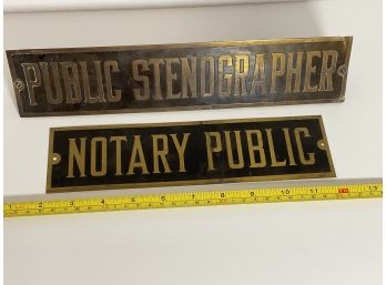 Vintage Notary & Stenographer Desk Signs