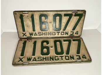 1934 Washington State License Plates