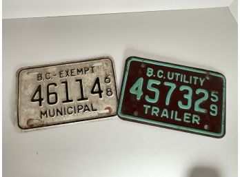 Canada / BC License Plates 1959 & 1968
