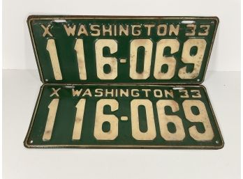 1933 Washington State License Plates