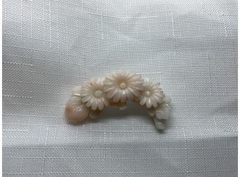 Pink Coral Carved Brooch -