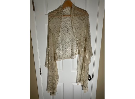 1930's Assuit / Egyptian Nickel Silver Embellished Shawl / Scarf